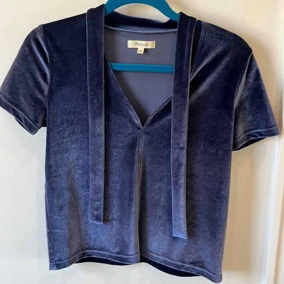 Madewell blue velvet shirt - Picture 2 of 4